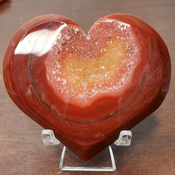 Carnelian Crystal Heart With Druzy - Picture 5 of 13
